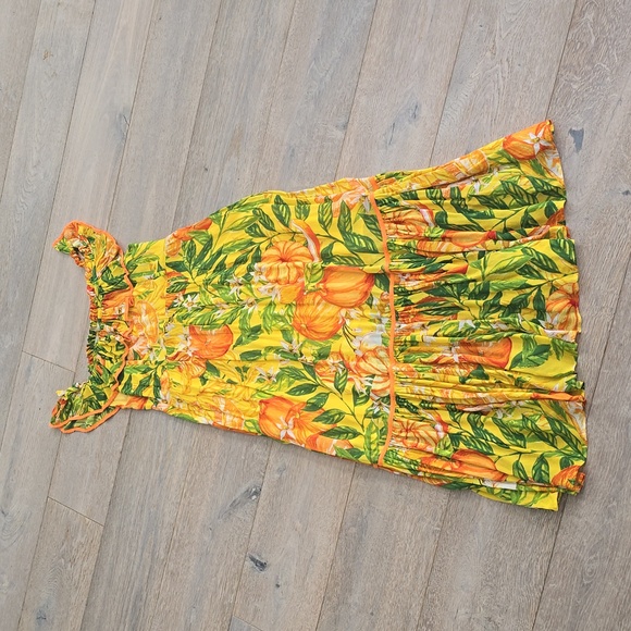 Farm Rio Tangerines Midi Dress Size Medium - Picture 6 of 9